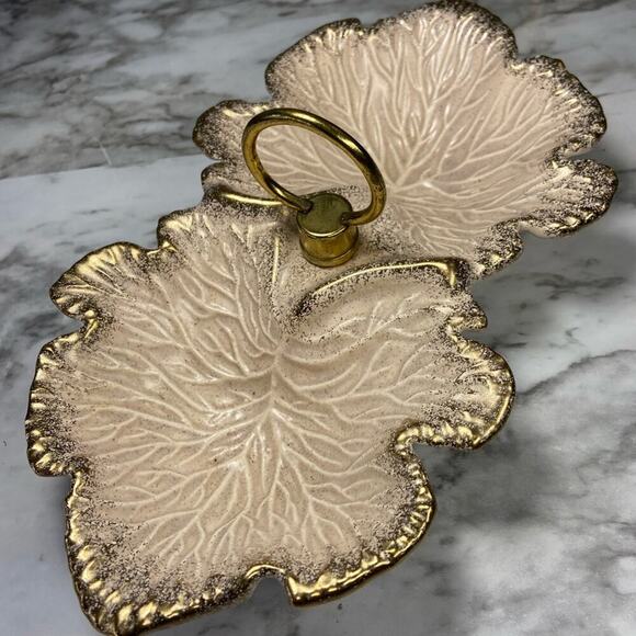 no brand Other - Vintage Boho Pink and Gold Leaf Dish​